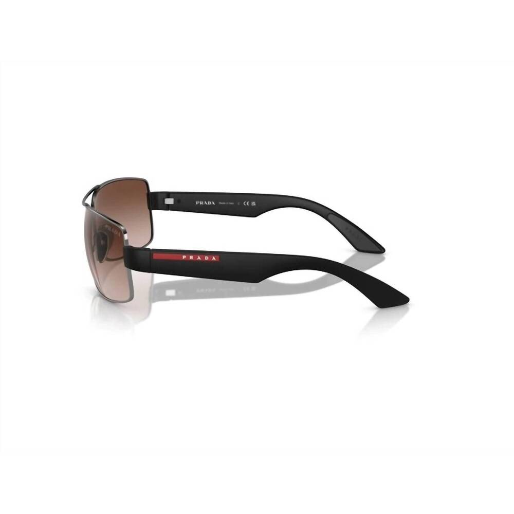NEW PRADA men's sps50z rectangle non-polaroid sunglasses in gunmetal black - Picture 3 of 4
